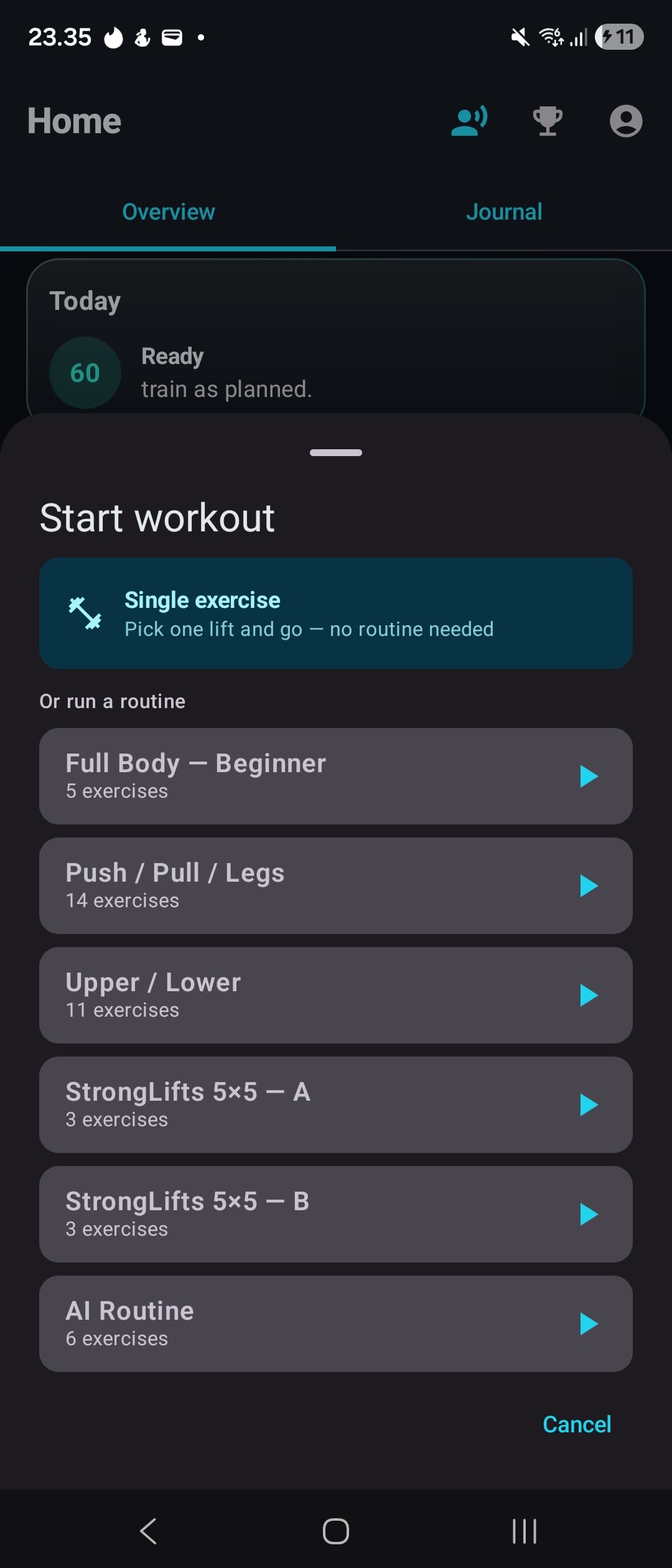 Start a session in two taps